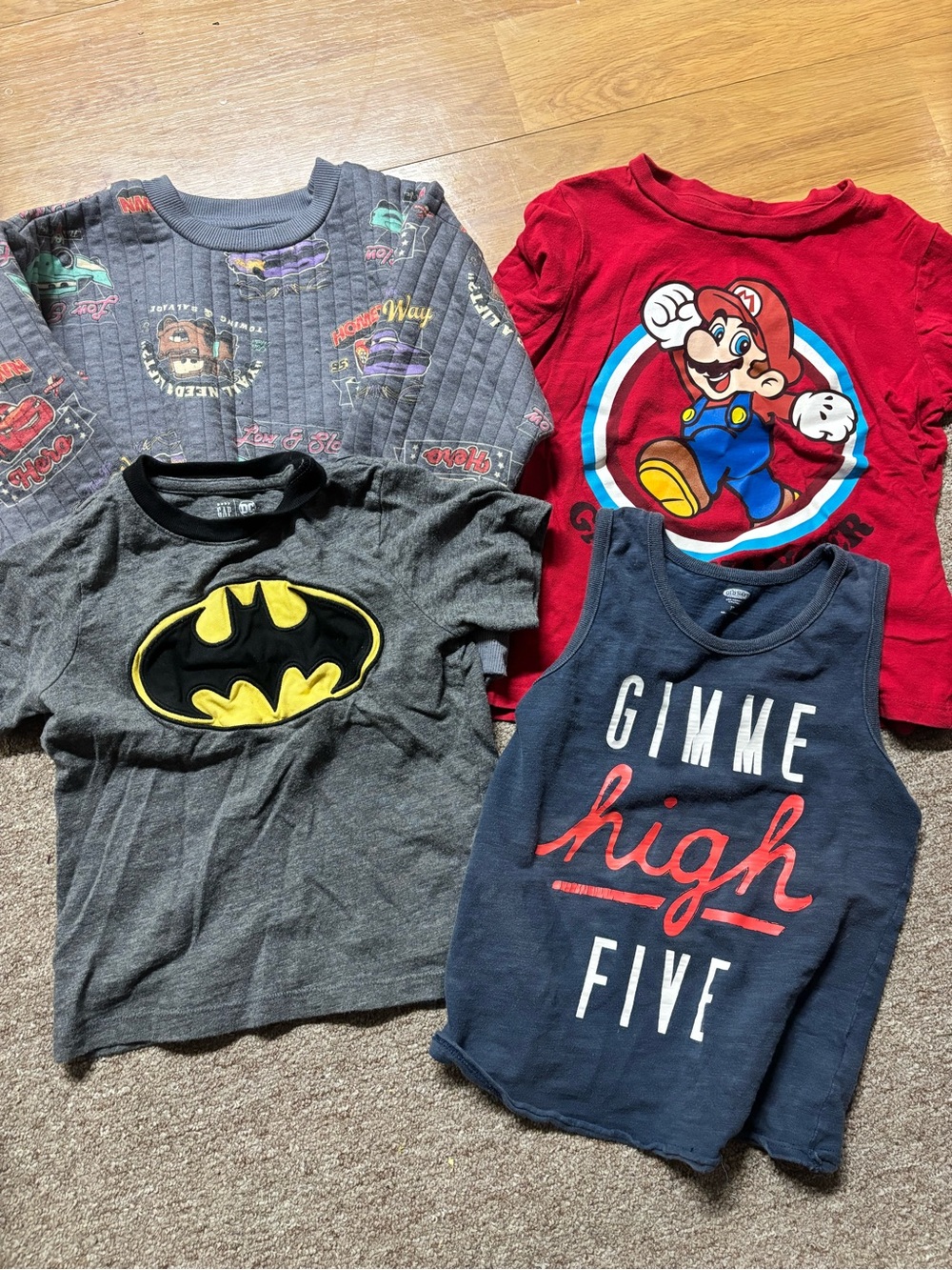 Old Navy Navy Tank Top with Red & White 'Gimme High Five' Graphic